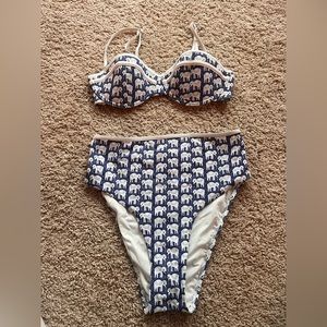 Roller Rabbit Blue Elephant high waisted bikini